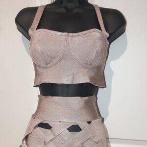 blush pink 3 piece haltered skirt set size small